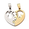 304 Stainless Steel Rhinestone Split Pendants STAS-F368-20GP-1