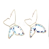 Butterfly Glass Beads Dangle Earrings for Girl Women EJEW-JE04657-01-1