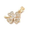 Brass Micro Pave Clear Cubic Zirconia Charms KK-B130-03G-01-2