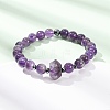Natural Amethyst Beaded Stretch Bracelet for Women BJEW-A145-01F-2
