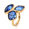 Teardrop & Square Glass Open Cuff Rings RJEW-G289-01G-09-1