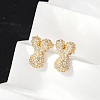 Brass Micro Pave Cubic Zirconia Stud Earrings EJEW-Z091-04G-Y-4