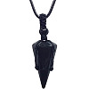 Natural Dyed & Heated Black Agate Cone Pendant Necklaces PW-WG75823-06-1