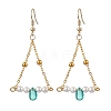 Triangle Iron Chain and Glass Dangle Earrings EJEW-JE05963-02-1