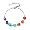 Natural & Synthetic Mixed Gemstone Round Beaded Bracelets BJEW-JB11058-02-1