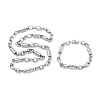 Anti-Tarnish 201 Stainless Steel Column Link Chain Necklace & Bracelets Set SJEW-G083-11P-1