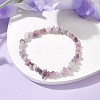 Natural Lepidolite/Purple Mica Stone Chips Beaded Stretch Bracelets for Women BJEW-JB10046-08-1