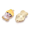 Printed Light Gold Tone Alloy Pendants LS-ENAM-N056-208E-1