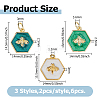6Pcs 3 Styles Brass & 304 Stainless Steel Enamel Charms FIND-HS0002-30-2