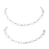 2Pcs 2 Styles Natural White Shell & Brass Moon Star Beaded Necklaces NJEW-JN05854-2