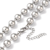 Non-Tarnish 304 Stainless Steel Round Beads Necklace for Women NJEW-B107-01A-P-2