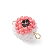Halloween Glass Peal & Glass Seed Beaded Round Eye Links Connector Charms PALLOY-MZ00948-05-3