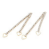 Brass Pave Rhinestone Chain with Heart Big Pendants KK-N216-420-03LG-3