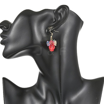 Glass & Synthetic Turquoise Beads Dangle Earrings EJEW-JE07452-1