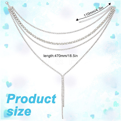 1Pc Iron Rhinestone Tennis Chains Bib Necklace NJEW-FG0001-11A-1