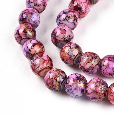 Baking Paint Glass Beads Strands DGLA-N003-8mm-B03-1