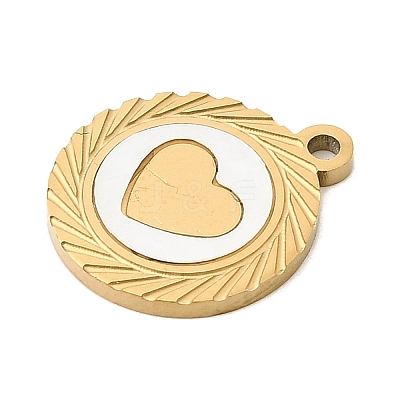 Natural White Shell Flat Round Charms STAS-P431-29G-01-1