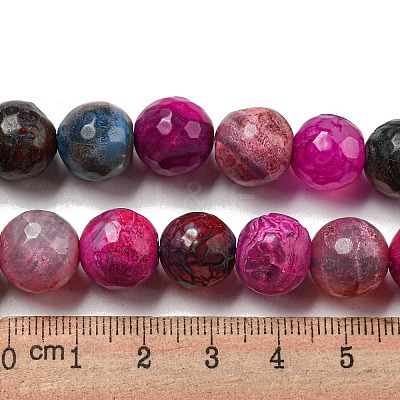 Faceted Natural Dragon Veins Agate Beads Strands G-F447-12mm-I05-1