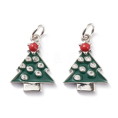 Christmas Style Brass Micro Pave Clear Cubic Zirconia Pendants ZIRC-Z008-02-1