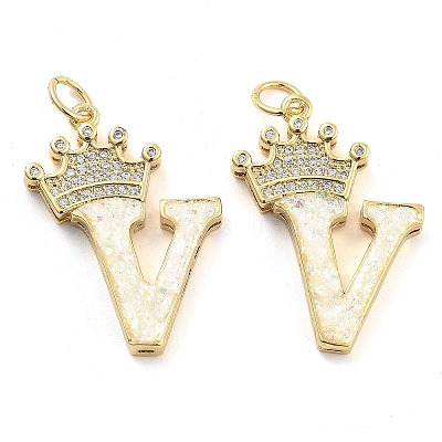 Brass Micro Pave Clear Cubic Zirconia Pendants KK-G498-01V-02-1
