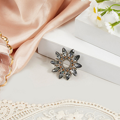 Flower Alloy Rhinestone Brooches for Backpack Clothes JEWB-WH20011-02B-1
