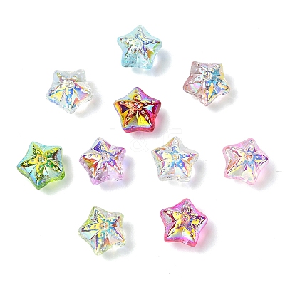 50Pcs 10 Colors Electroplate Baking Paint Glass Beads EGLA-YW0005-61-1
