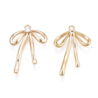 Brass Micro Pave Clear Cubic Zirconia Pendants KK-N232-244-1