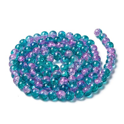 Spray Painted Crackle Glass Beads Strands CCG-Q002-8mm-06-1