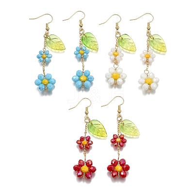 3Pairs Electroplate Glass Dangle Earrings EJEW-TA00652-1
