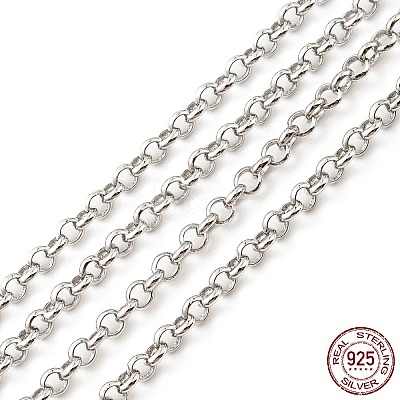 Anti-Tarnish Rhodium Plated 925 Sterling Silver Rolo Chains STER-F052-05P-1