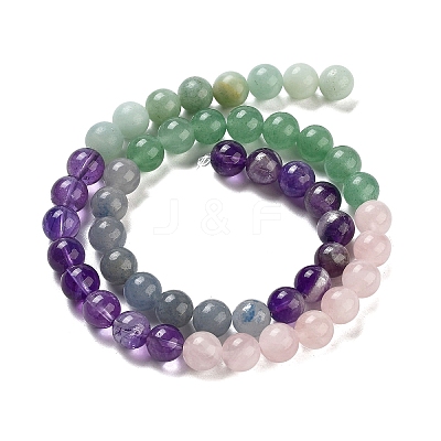 Natural Flower Amazonite & Amethyst & Flower Amazonite & Green Aventurine & Blue Aventurine Beads Strands G-B095-A01-02-1