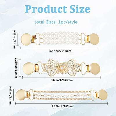 3Pcs 3 Styles Alloy Cardigan Clips FIND-GF0008-21-1