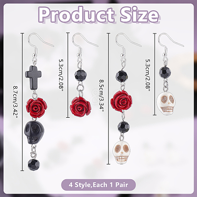 4Pair 304 Stainless Steel Dangle Earring EJEW-AR00009-1