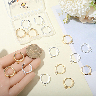 16Pcs 2 Colors 201 Stainless Steel Huggie Hoop Earrings Findings STAS-BBC0008-39D-1