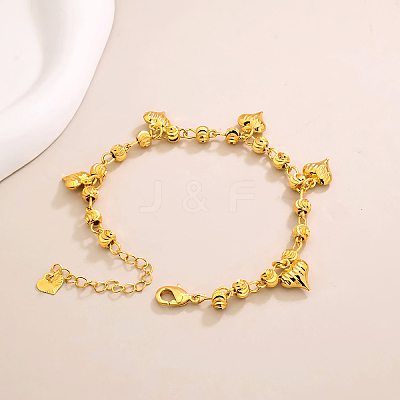 Vintage Beach Brass Heart Tassel Anklets for Women QQ1110-2-1