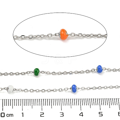 304 Stainless Steel Enamel Link Chains AJEW-Z028-09P-02-1