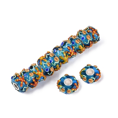 3D Lampwork & Brass Core European Beads LAMP-Q042-01A-1