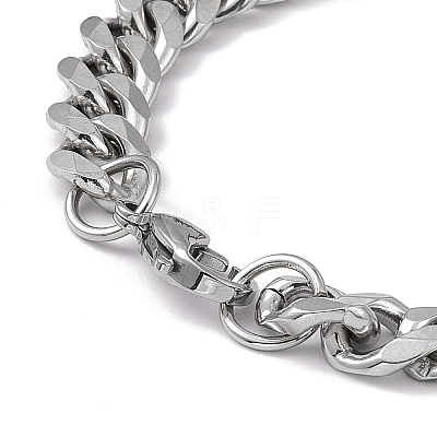 Tarnish Resistant 201 Stainless Steel Curb Chain Bracelet with 304 Stainless Steel Clasps for Men Women BJEW-M235-02C-P-1