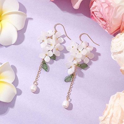 Shell Pearl Dangle Earrings EJEW-TA00617-02-1