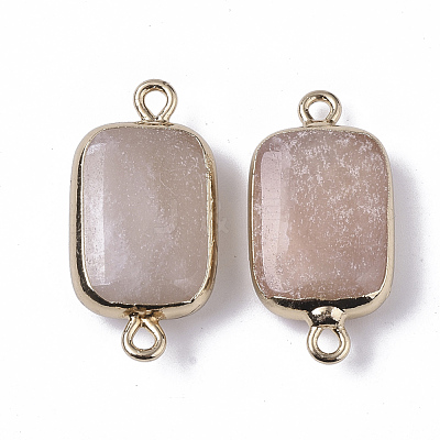 Edge Golden Plated Natural Pink Aventurine Links connectors G-S359-034I-1
