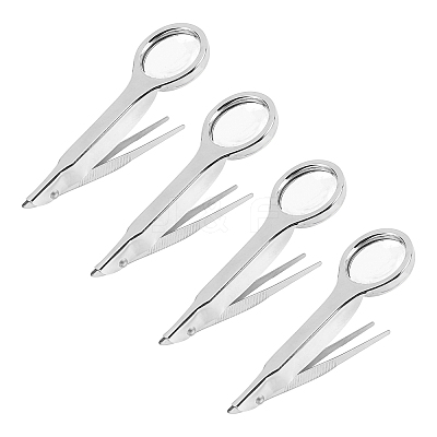 Tweezers Stainless Steel Clip Magnifier AJEW-CA0001-08-1