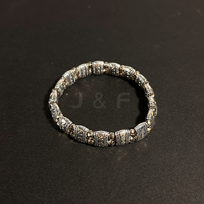 Ethnic Style Alloy Carved Beaded Stretch Bracelets for Unisex BI5144-1