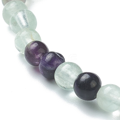 Natural Fluorite Beaded Stretch Bracelets BJEW-A117-A-38-1