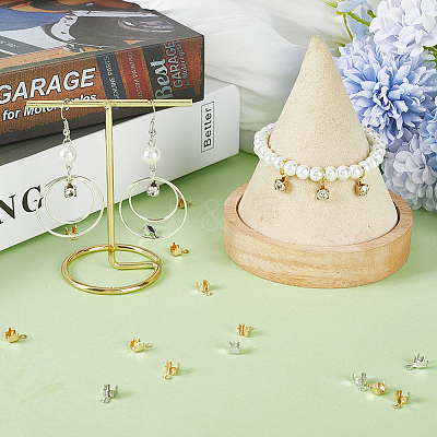 300Pcs 2 Colors Brass Pendant Rhinestone Settings KK-SC0004-55-1