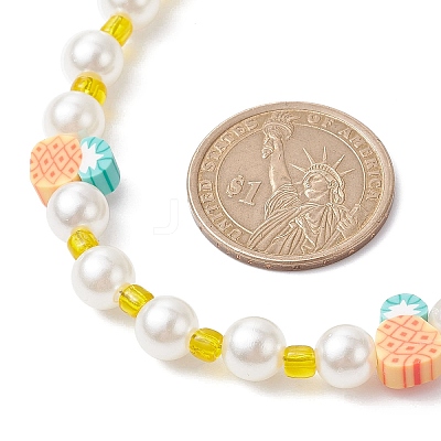Fruit Polymer Clay & Glass Seed & Acrylic Pearl Beaded Necklace NJEW-JN04582-03-1