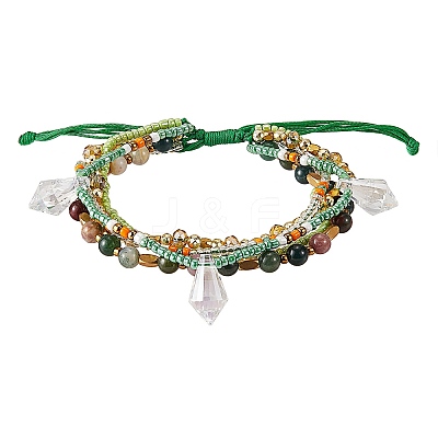 Sparkling Glass Seed Beads 5 Layered Anklet AJEW-SW00006-01-1