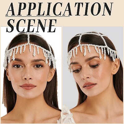 Plastic Pearl Mesh Headbands OHAR-WH20007-07G-1