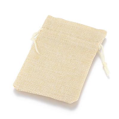 Polyester Imitation Burlap Packing Pouches Drawstring Bags ABAG-R005-17x23-13-1