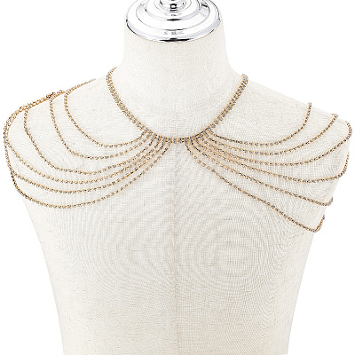 Brass Rhinestone Sexy Shoulder Bra Body Chain FIND-FH0008-13G-1