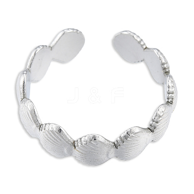 304 Stainless Steel Shell Wrap Open Cuff Ring for Women RJEW-N038-100P-1